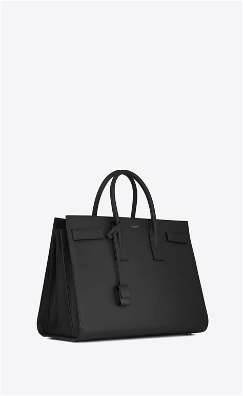 bolso ysl negro grande|Bolso Sac de Jour Large de piel granulada negra .